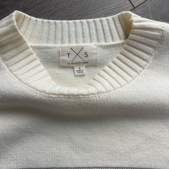 Thread & Supply Cream Sweater with Pastel Stripes - Picture 2 of 5